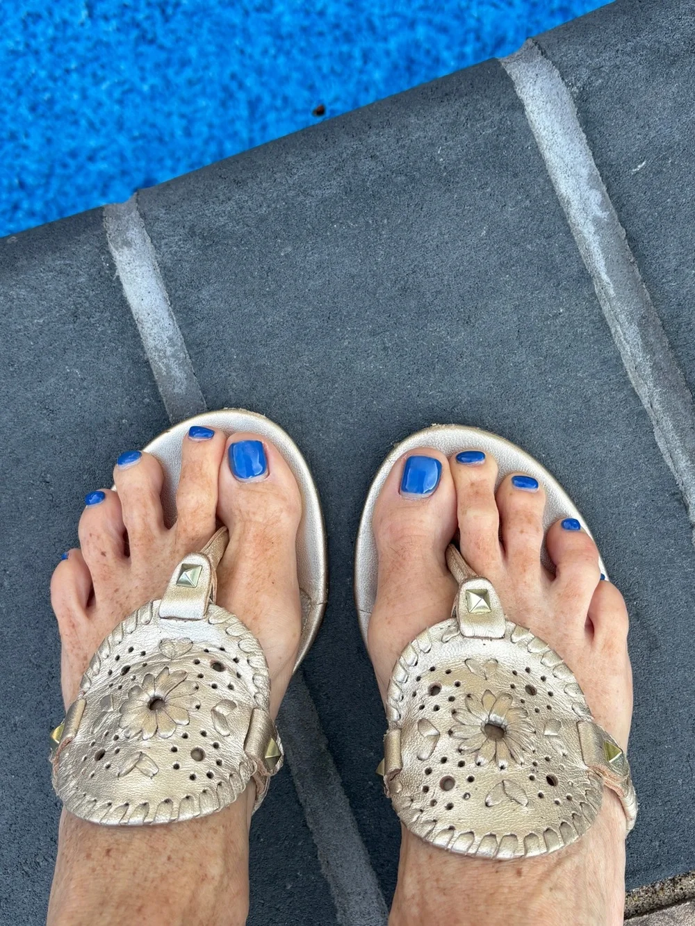 Metallic Gold Leather Thong Sandals - Women
